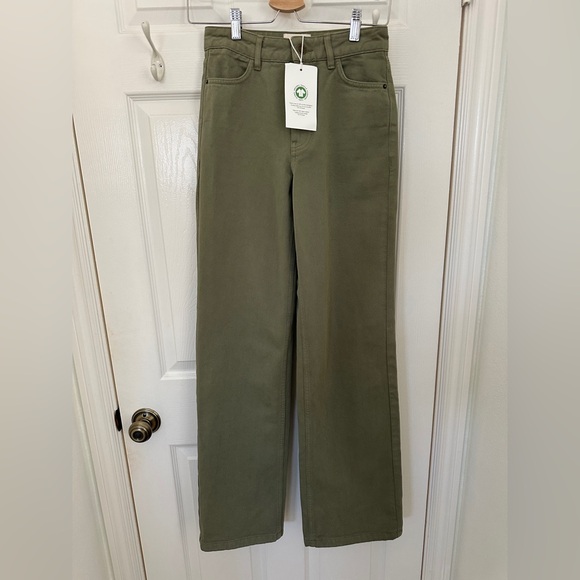 Sezane The Wide Leg Trousers Khaki - Size 34